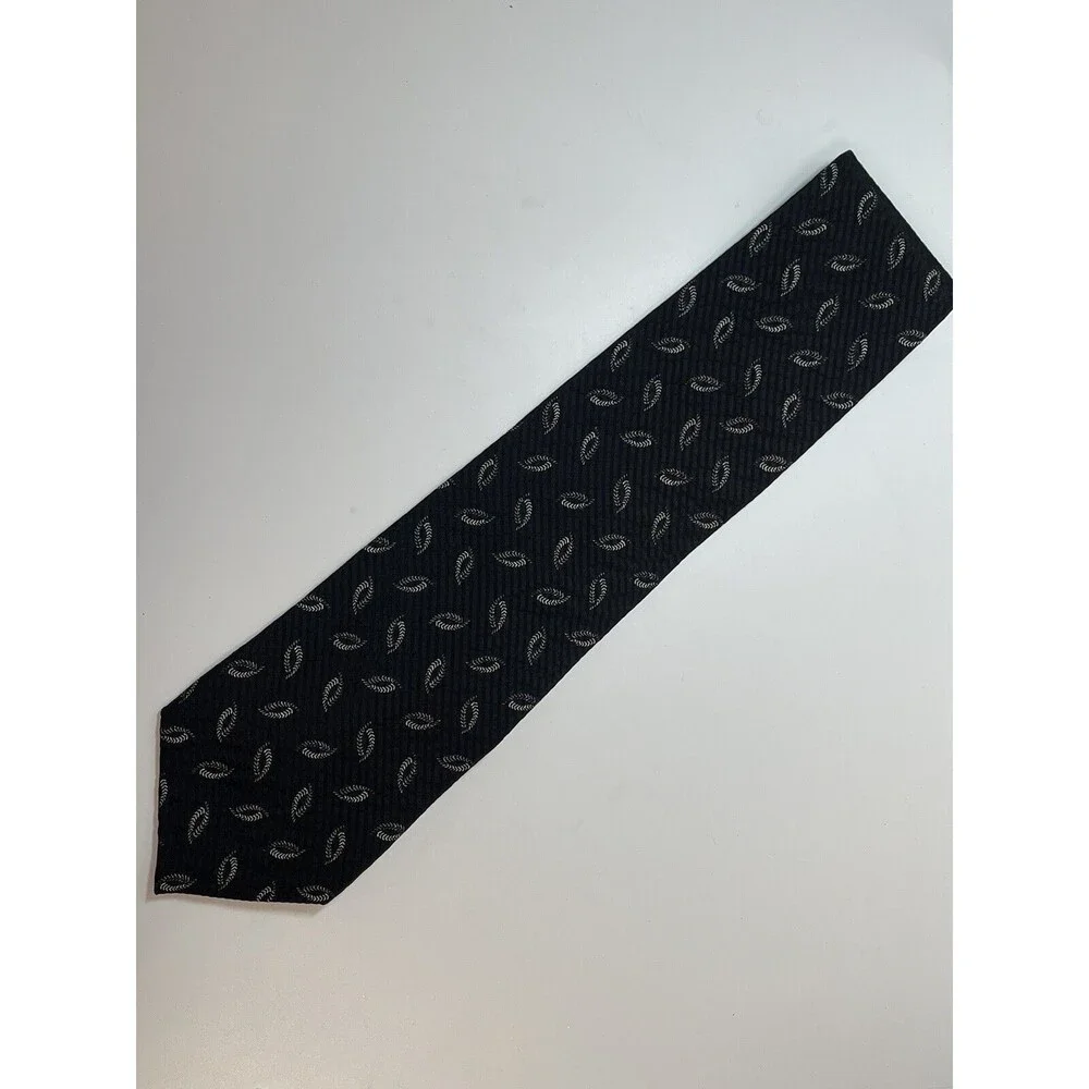 Kenneth Cole New York Black Printed Silk Neck Tie